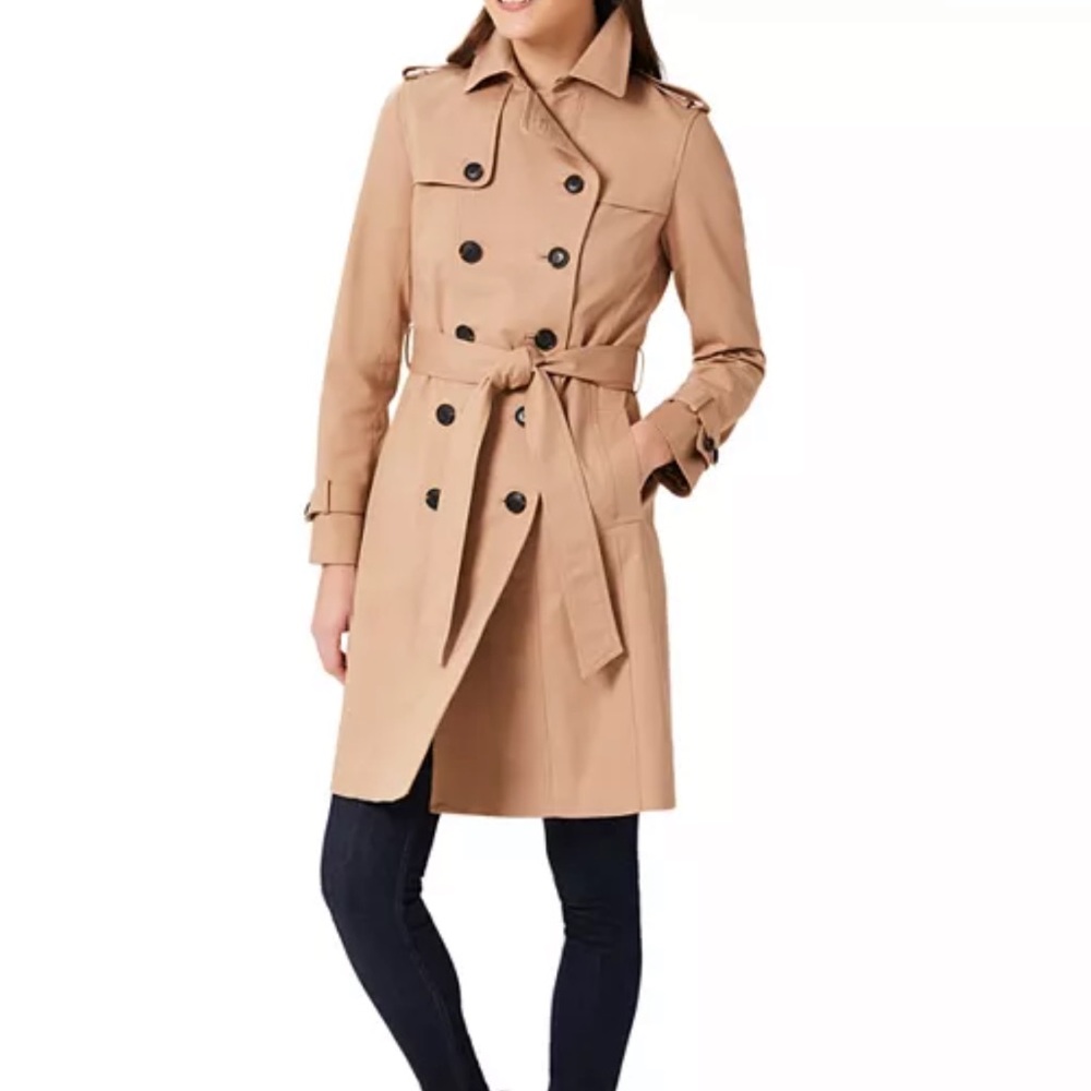 Hobbs London classic Beige Tan Double Breasted Button Trench Coat Classic